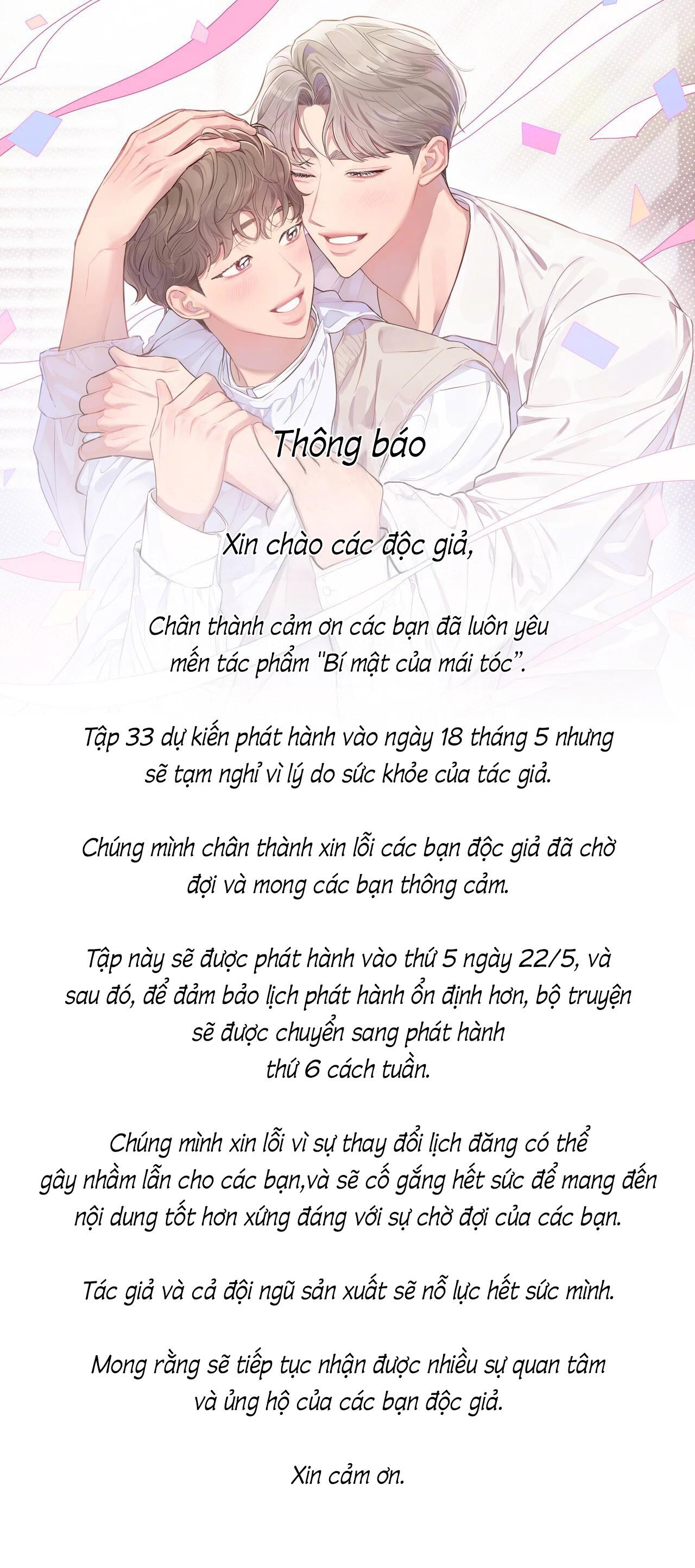 (CBunu) Bí Mật Của Mái Tóc Chapter 32.1 Thông báo OFF - Trang 2