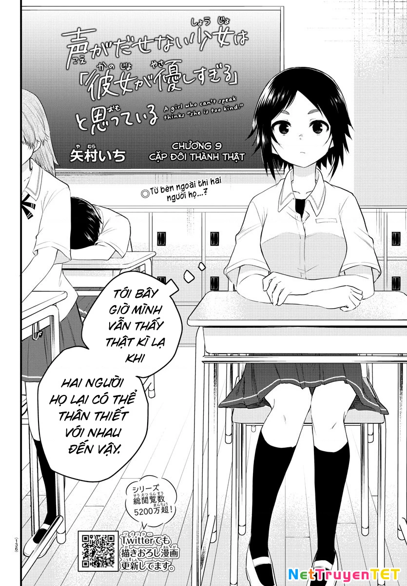 Cô bạn bị mất đi giọng nói luôn nghĩ rằng "Cậu ấy dịu dàng thật đấy" Chapter 9 - Trang 2